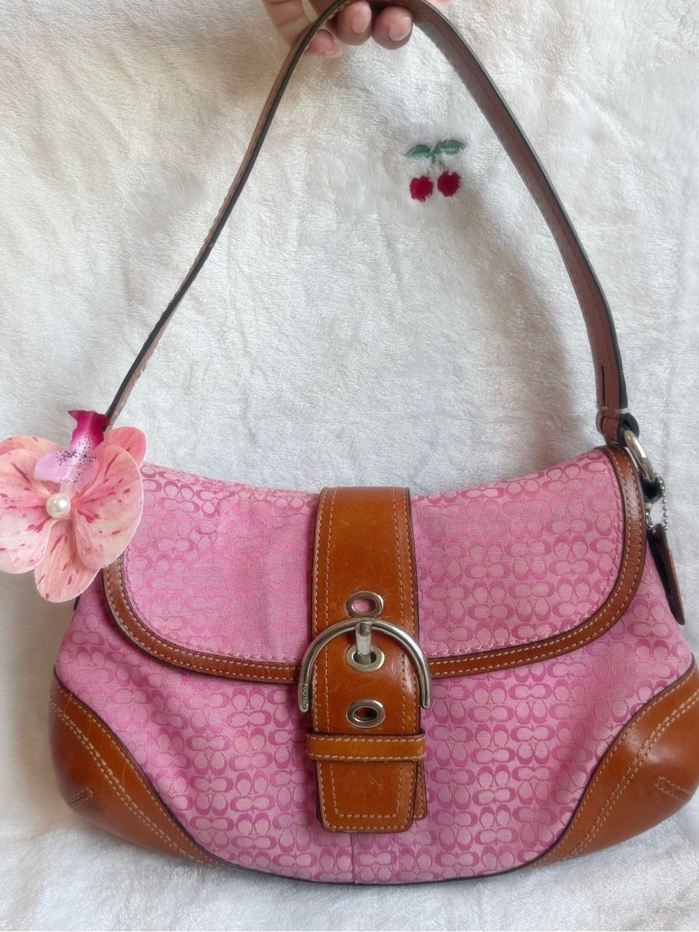 vintage coach large pink soho
